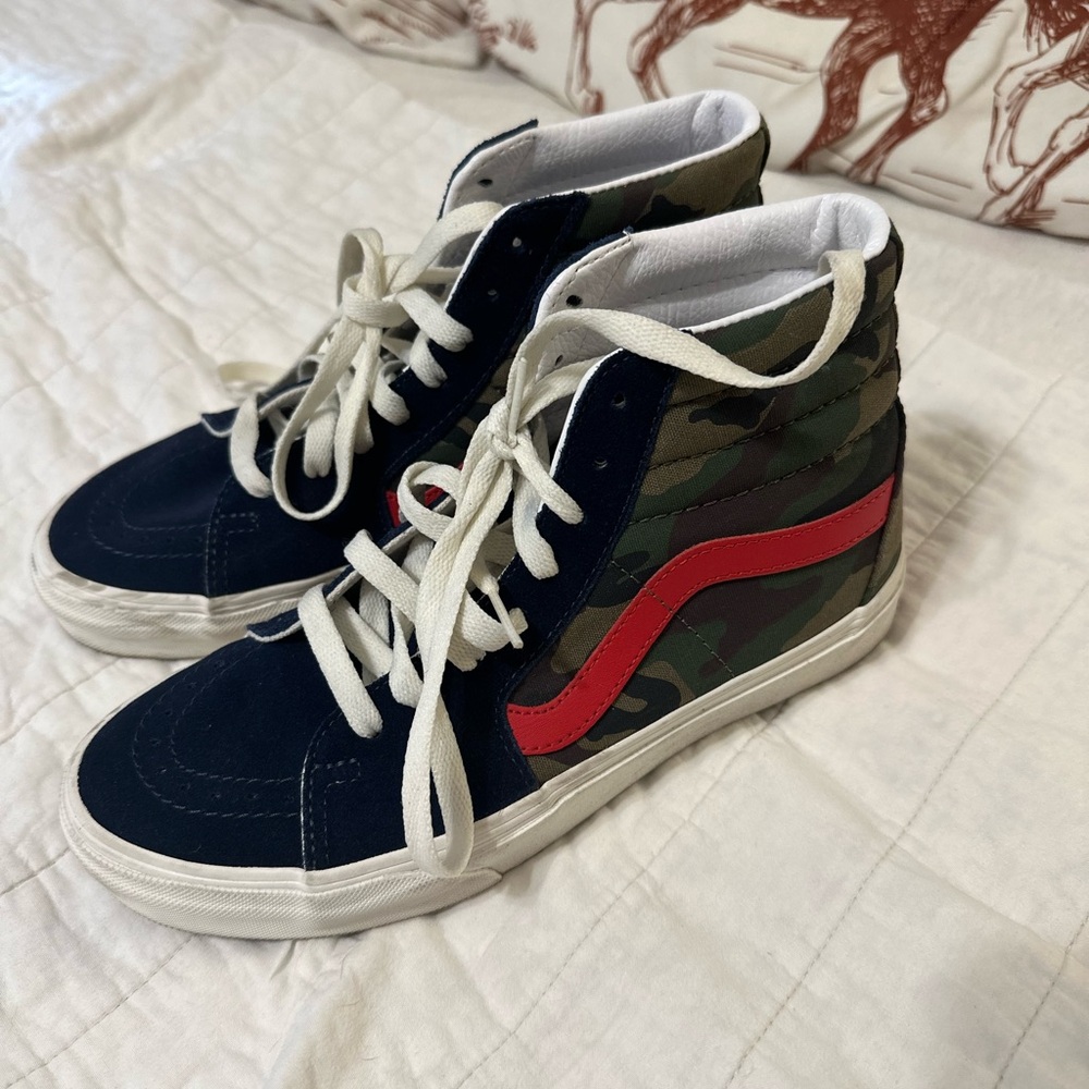 Vans Navy and Camo High-Top Sneakers